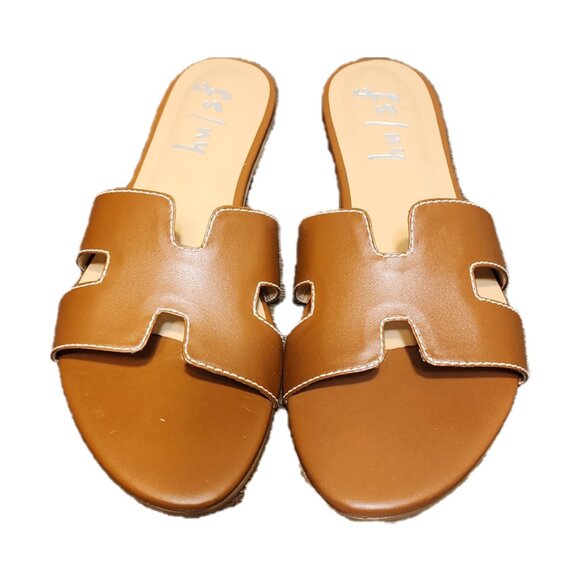 French Sole Cognac Leather Alibi Sandals NWT Size 9 - Picture 2 of 8